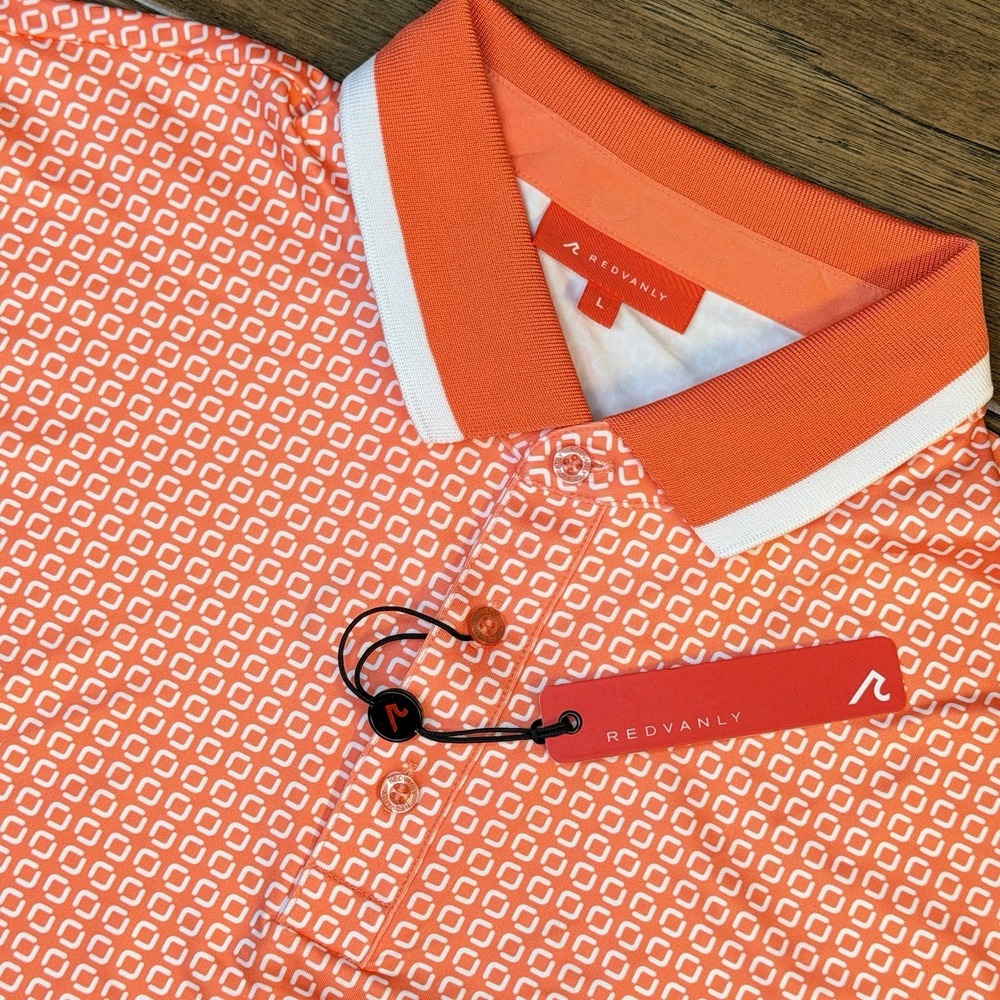 Redvanly Devine Golf Polo Shirt Men's Large Performance Stretch Coral NEW $110